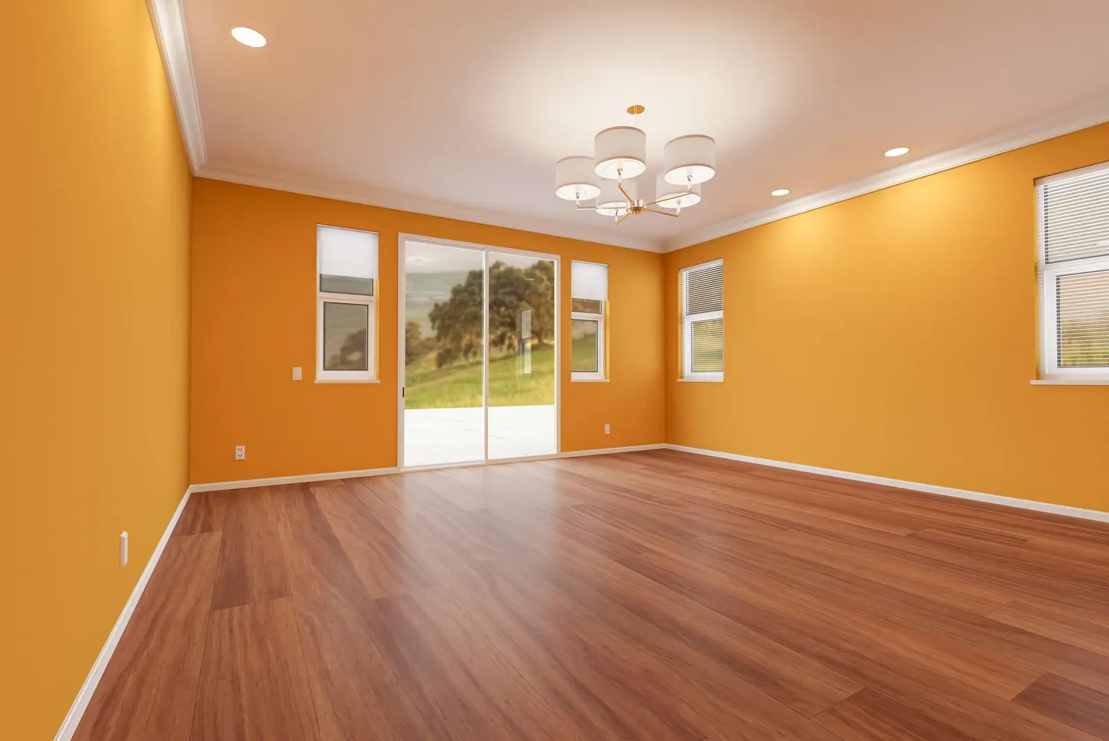 Large room freshly painted warm orange